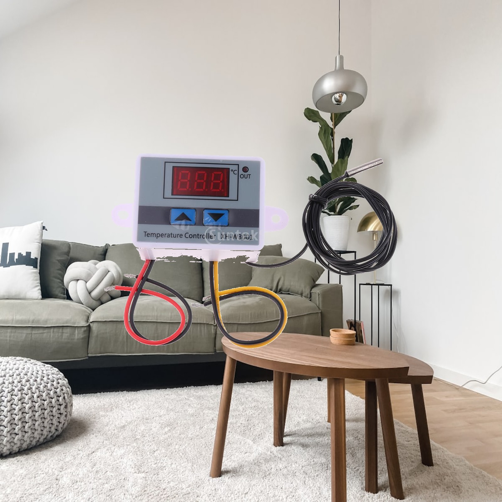 Home Automation Diy - ตัวควบคุมอุณหภูมิแบบดิจิตอลปรับได้ พร้อมสวิตช์เทอร์โมสตัทและเซ็นเซอร์วัดอุณหภูมิแบบกันน้ำ สำหรับระบบควบคุมอุณหภูมิภายในบ้านแบบ DIY